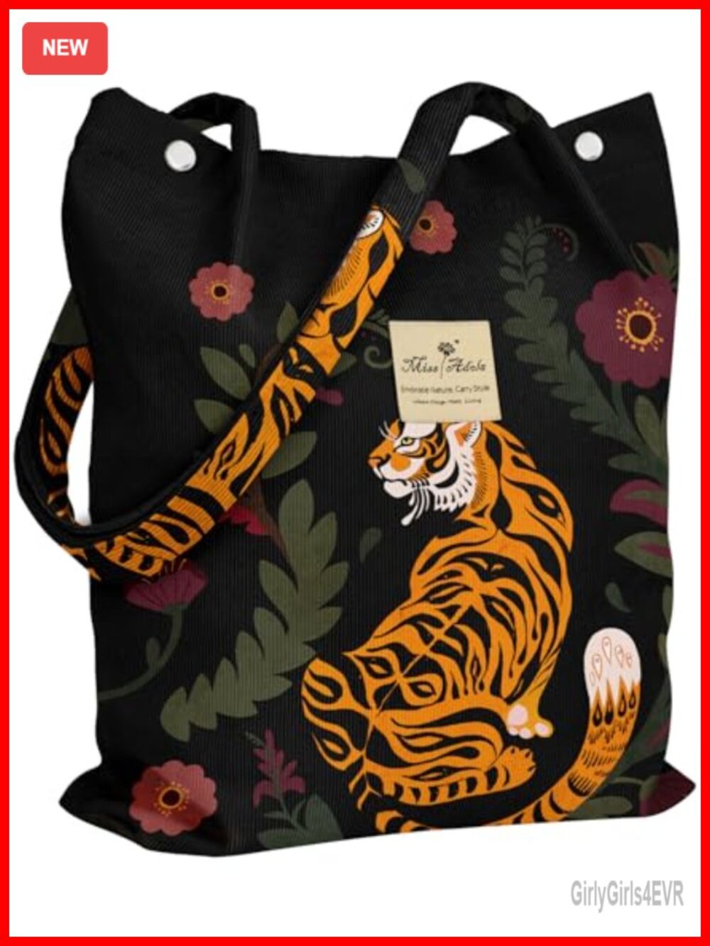 Corduroy Tote Bag Women Magnetic Closure Shoulder Bag